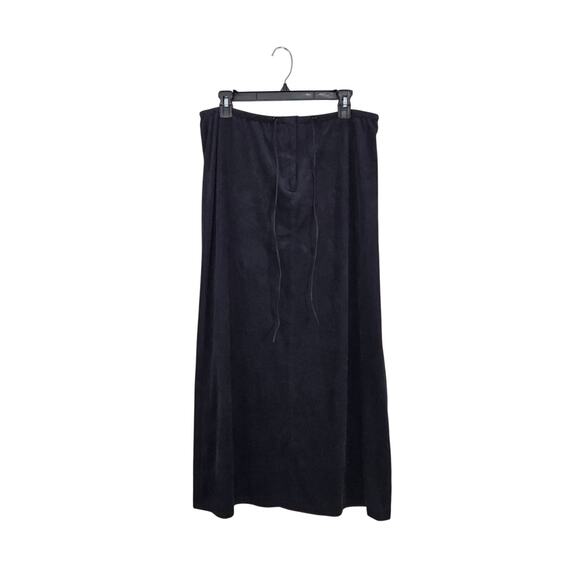 VTG Jones New York Country Faux Suede Maxi Skirt Stretch Tie Front Sz 10 Medium - Picture 1 of 6